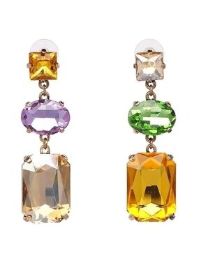 Multicolor Assymetrical Rhinestone Earrings